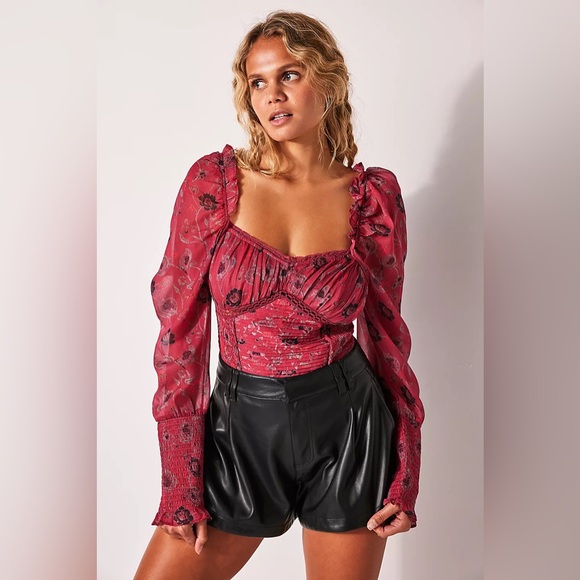 XS/Free people Floral Red Women's Top - Picture 1 of 16